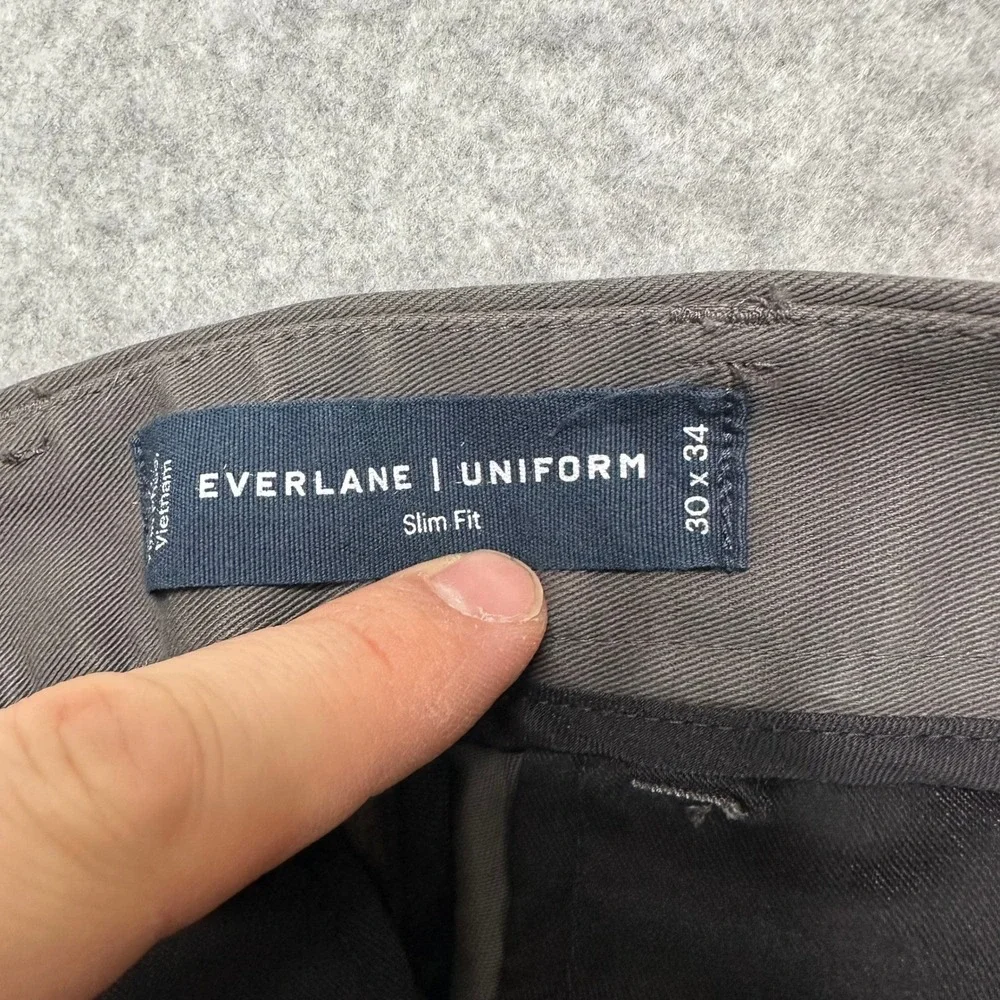 Everlane Uniform Performance Chino Slim Fit Slate Grey Mens Pants 30x34 NEW